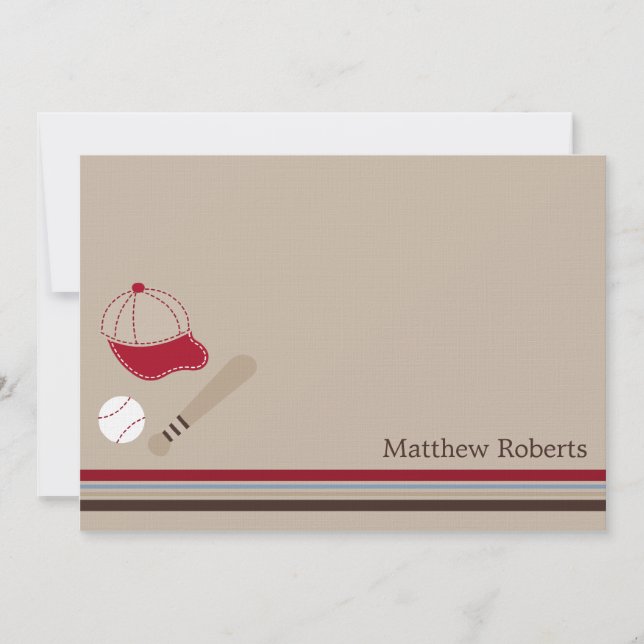 Baseball Gears Flat Thank You/Note Cards (Front)