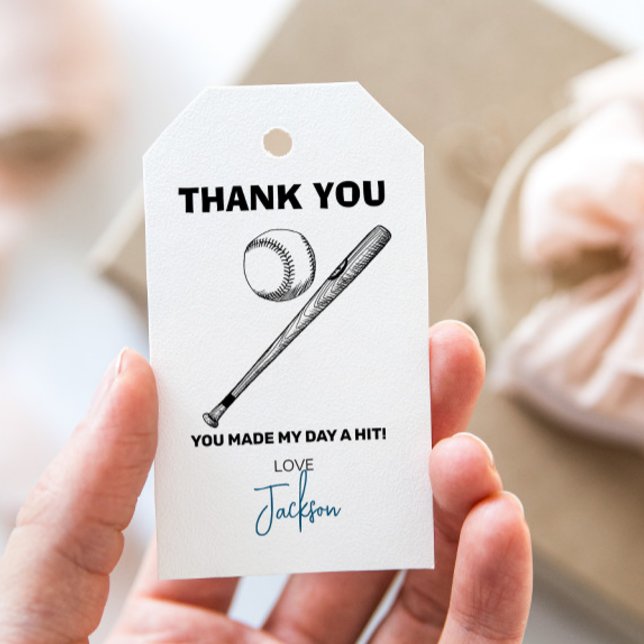 Baseball Gift Tag, Thank you tags (Baseball gift tag)