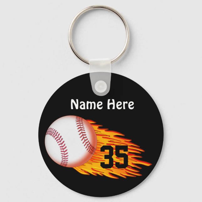 Baseball  Gifts for Teenagers with NAME and NUMBER Key Ring (Front)