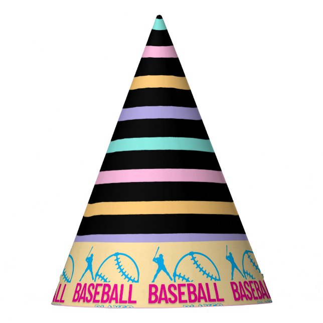 Baseball Girl Birthday, Baseball Player Gift Party Hat (Front)