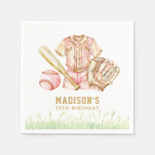 Baseball Girl Birthday Personalised Napkin