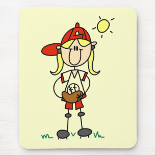 Baseball Girl With Glove Tshirts and Gifts Mouse Mat