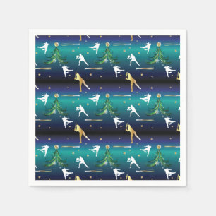 Baseball Girls Softball Christmas Pattern Napkin