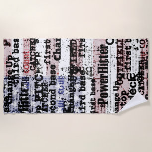Baseball Glory   Faded Grunge American Flag Words Beach Towel