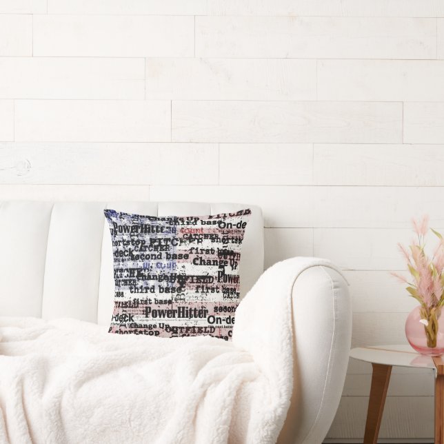 Baseball Glory | Faded Grunge American Flag Words Cushion (Couch)