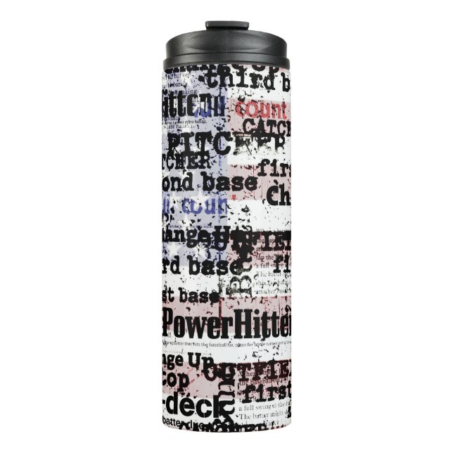Baseball Glory | Faded Grunge American Flag Words Thermal Tumbler (Front)