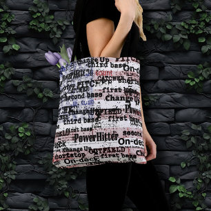 Baseball Glory Faded Grunge American Flag Words Tote Bag