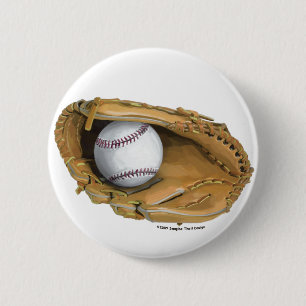 Baseball Glove 6 Cm Round Badge