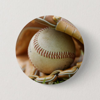 Baseball Glove and Ball 6 Cm Round Badge