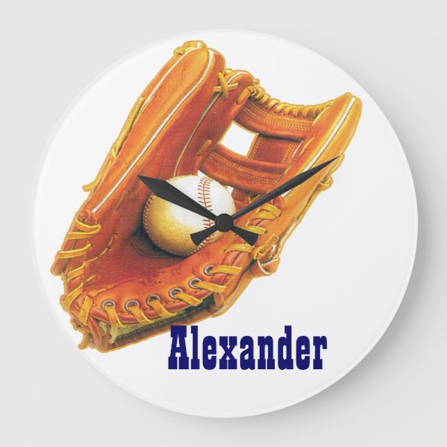 Baseball Glove and Ball Large Clock (Front)