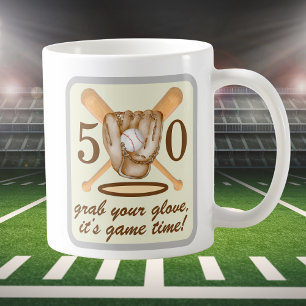 Baseball Glove Bats Themed Men's 50th Birthday Coffee Mug