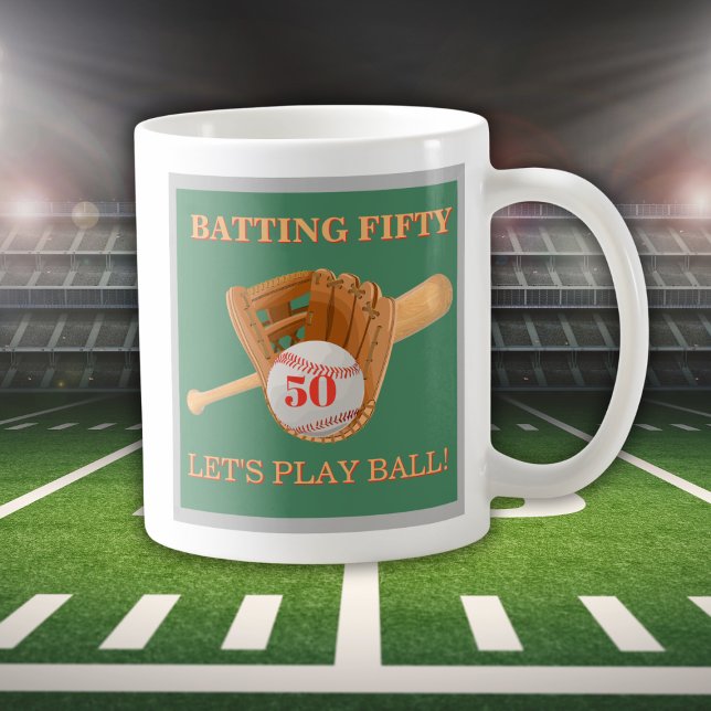 Baseball Glove Batting Fifty Men's 50th Birthday Coffee Mug (Creator Uploaded)