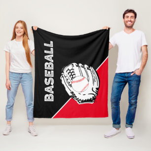 Baseball Glove Black & Red Fleece Blanket