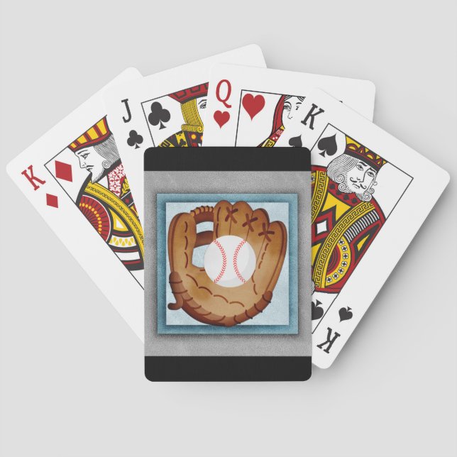 Baseball Glove - Cute Baseball Theme Playing Cards (Back)