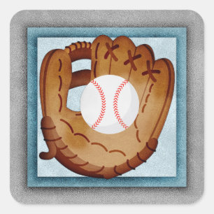 Baseball Glove - Cute Baseball Theme Square Sticker