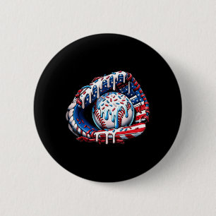 Baseball Glove Drip American Flag 4th of July 6 Cm Round Badge