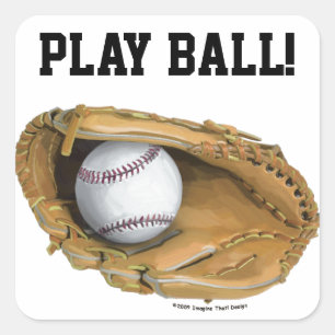 Baseball Glove Square Sticker