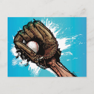 Baseball glove with base ball postcard