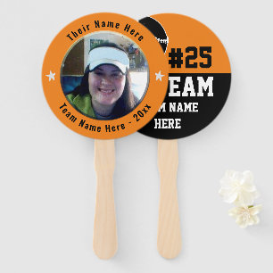 Baseball Go Team Spirit One Photo Orange Hand Fan