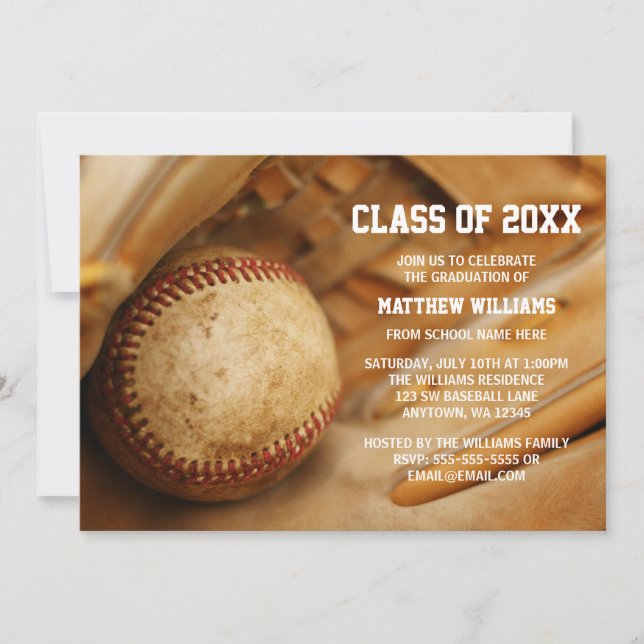 Baseball Graduation Announcement Invitations (Front)