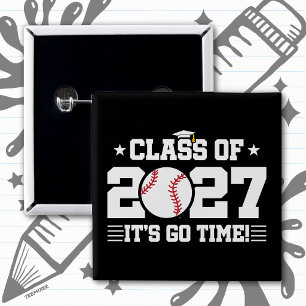 Baseball Graduation Go Time Senior Class of 2027 15 Cm Square Badge