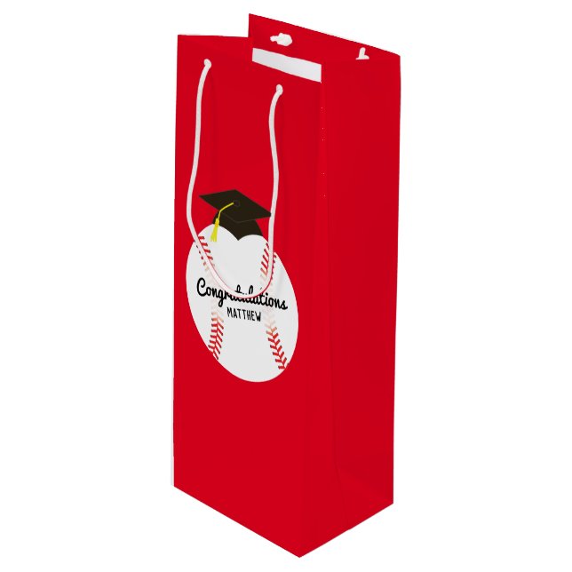 Baseball Graduation Party Sports Wine Gift Bag (Front Angled)