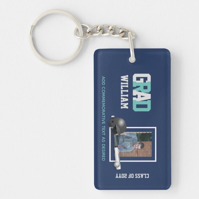 Baseball GRADUATION PHOTO Gift Personalised Key Ring (Front)