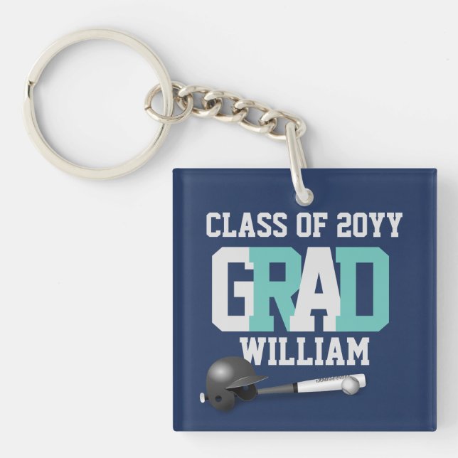 Baseball GRADUATION PHOTO Gift Personalised Key Ring (Front)