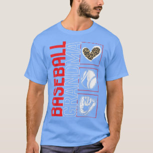 Baseball Grandma Game Day Leopard Heart Sport Play T-Shirt