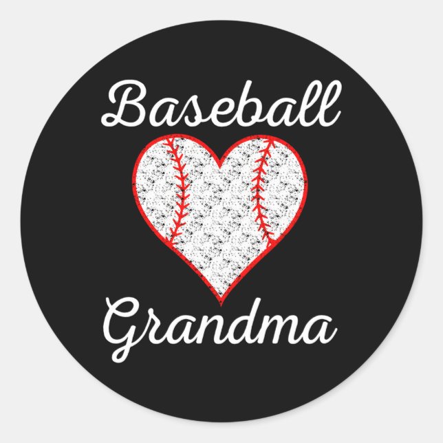 Baseball Grandma He Classic Round Sticker (Front)