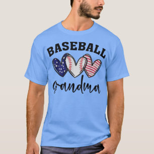 Baseball Grandma Heart American Flag Mother's Day T-Shirt