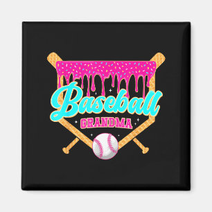 Baseball Grandma Ice Cream Drip Softball Player Magnet