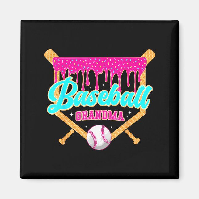 Baseball Grandma Ice Cream Drip Softball Player Magnet (Front)