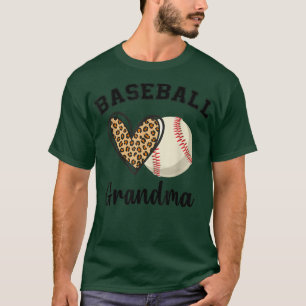 Baseball Grandma Leopard Heart Sports Players Moth T-Shirt
