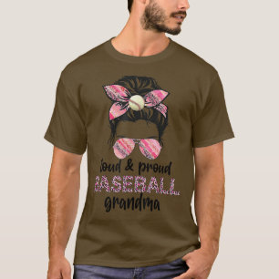 BaseBall Grandma Life Messy Bun Leopard Game Day T-Shirt