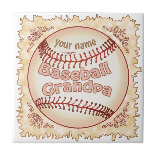 Baseball Grandpa  Tile (Front)