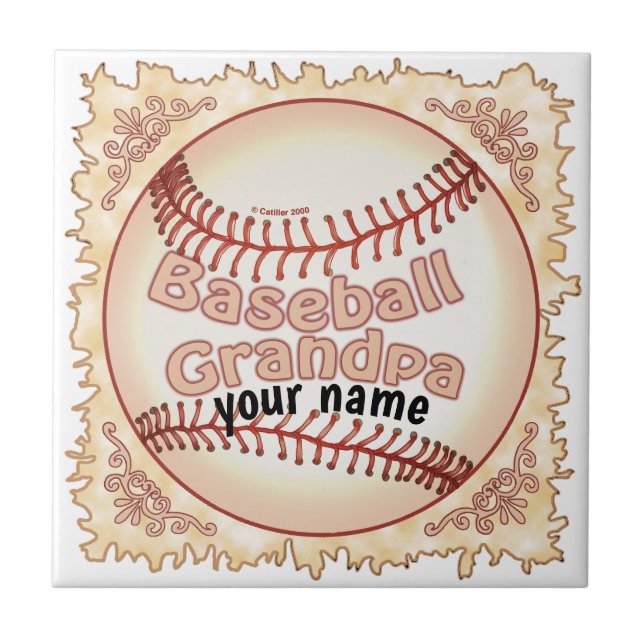 Baseball Grandpa  Tile (Front)