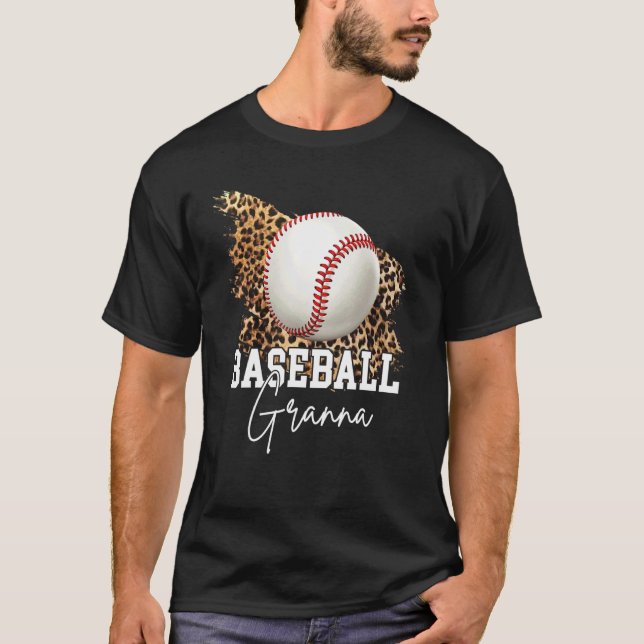 Baseball Granna Leopard Heart T-Shirt (Front)