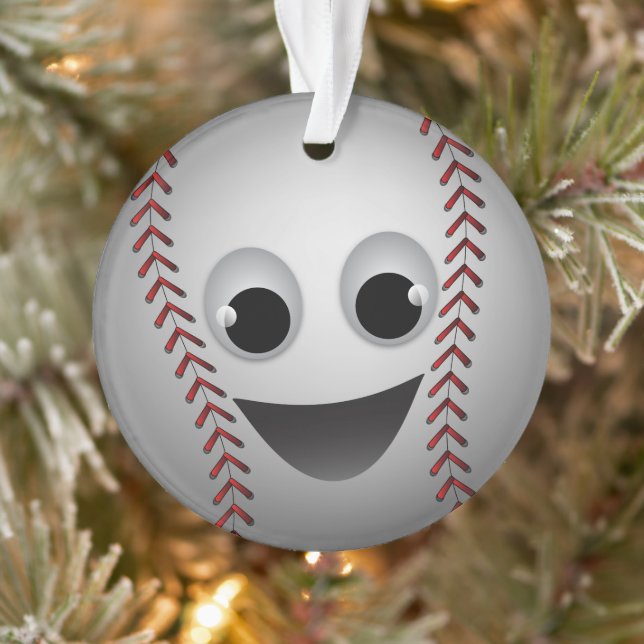 Baseball Graphic Character Smiling Ornament (Tree)
