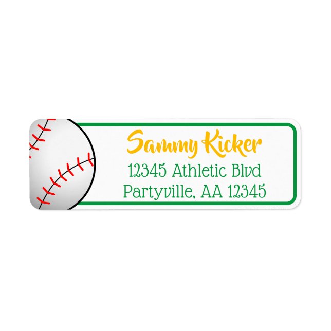 Baseball Green & Gold Address (Front)