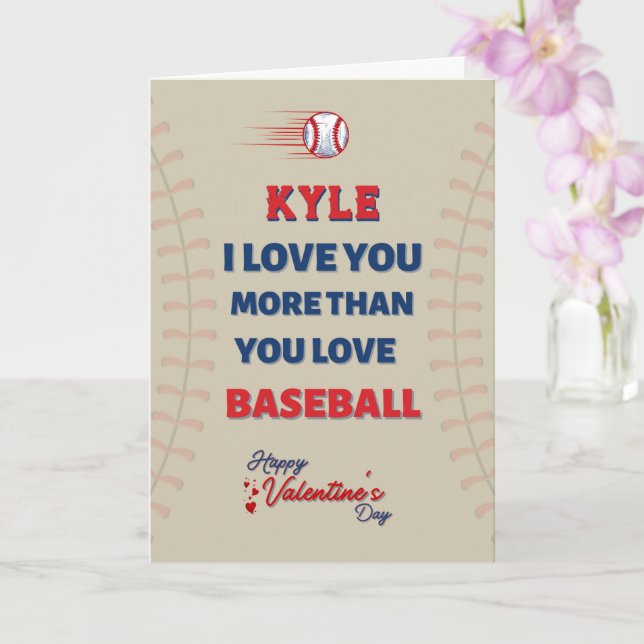 BASEBALL Greeting Card For Him, Valentines For Him (Orchid)