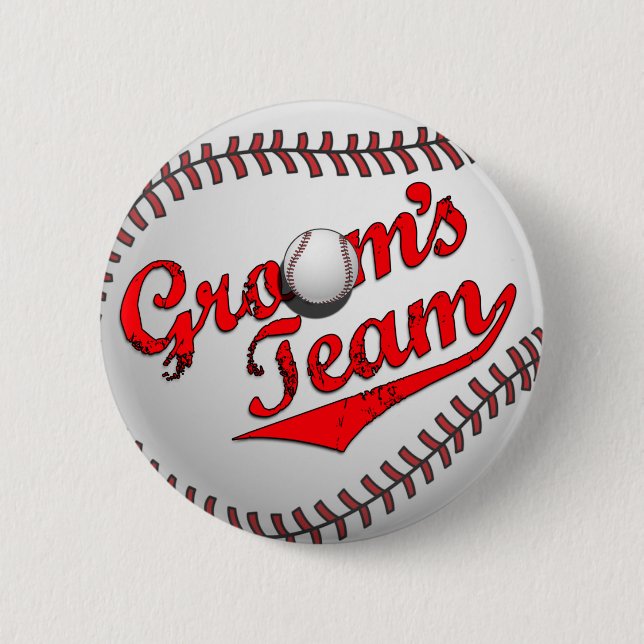 Baseball Groom's Team Button (Front)