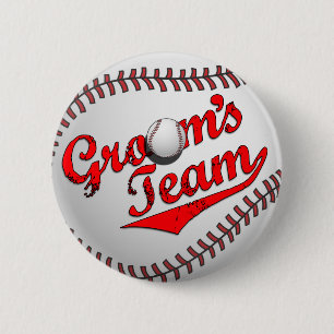Baseball Groom's Team Button