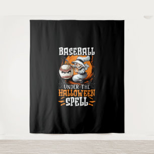 Baseball Halloween Trick Or Treat Baseball Player Tapestry