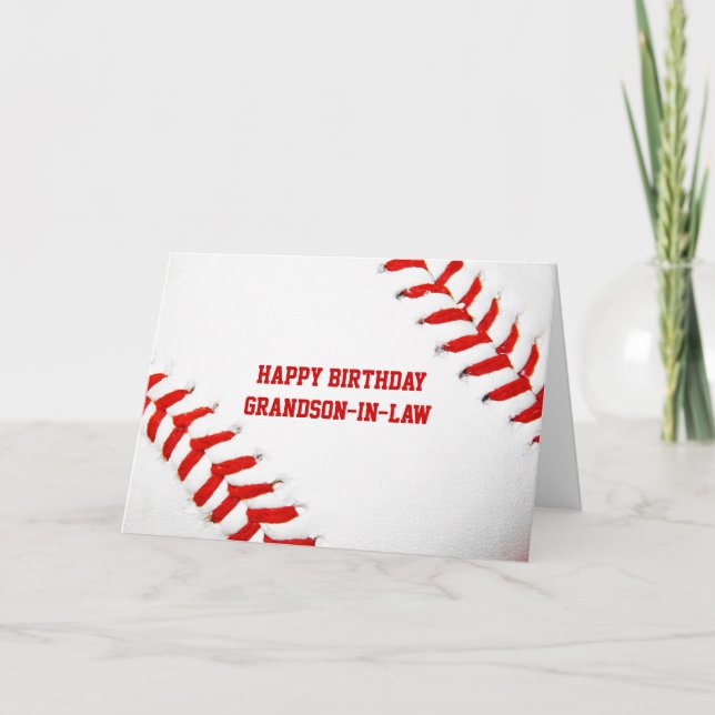 Baseball Happy Birthday Grandson-In-Law Card (Front)