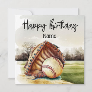 Baseball  Happy Birthday to Player with Ball  Card