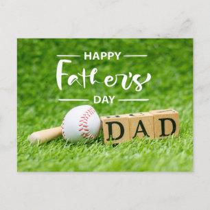 Baseball Happy Father's Day on green grass Postcard