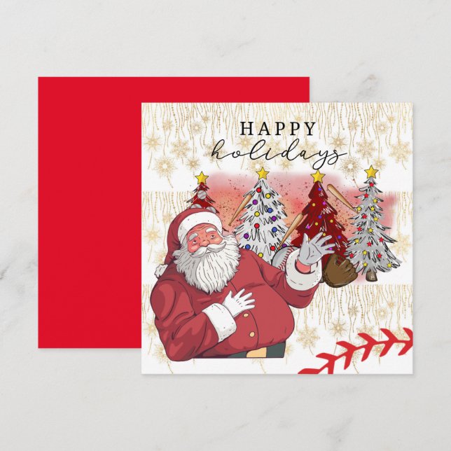 Baseball Happy Holidays Christmas for Player  Holi Holiday Card (Front/Back)