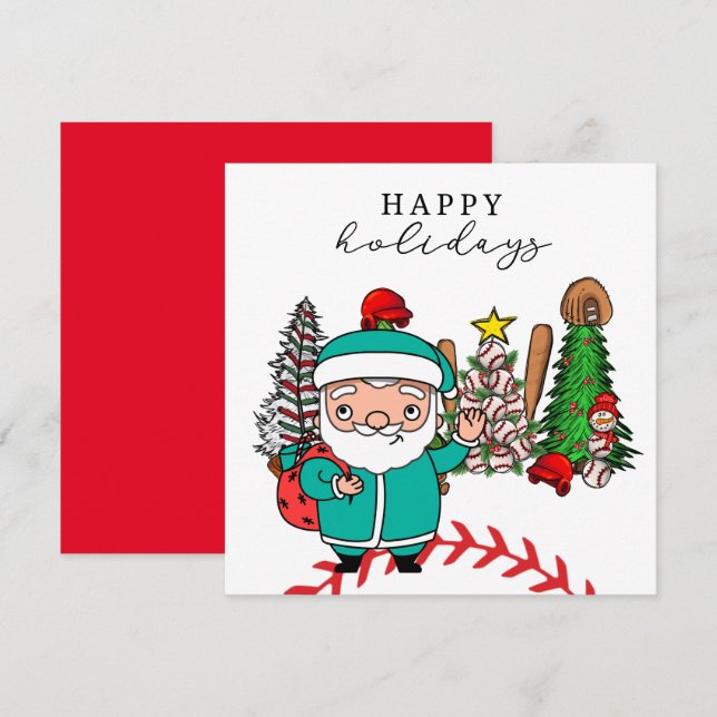 Baseball Happy Holidays Christmas for Player  Holiday Card (Front/Back)