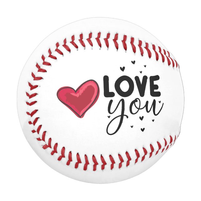Baseball Happy Valentine's Day with love red heart (Front Left)